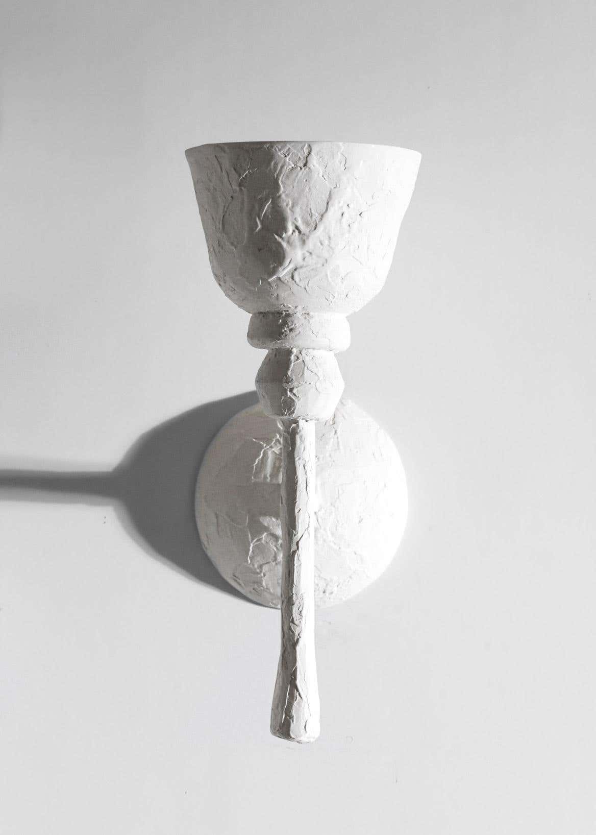 Pair of Big Sconces in Modern Plaster in the Style of Giacometti G170