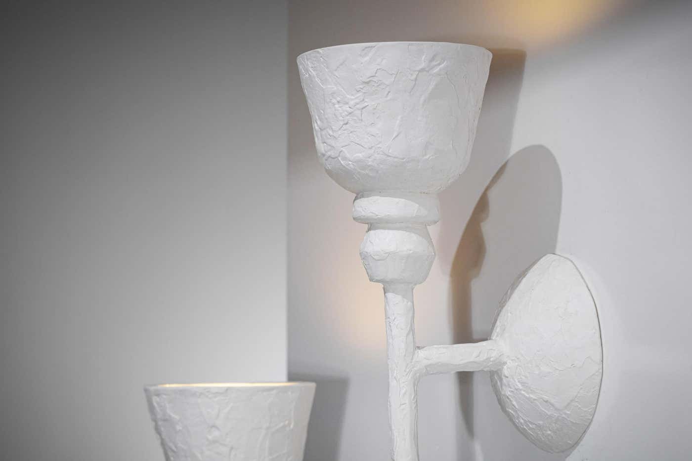 Pair of Big Sconces in Modern Plaster in the Style of Giacometti G170