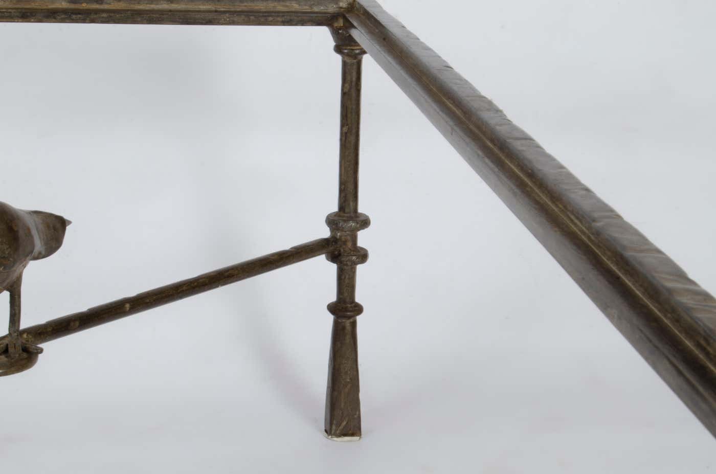 1940s Giacometti-Style Expressionist Iron Square Coffee Table with Birds, France