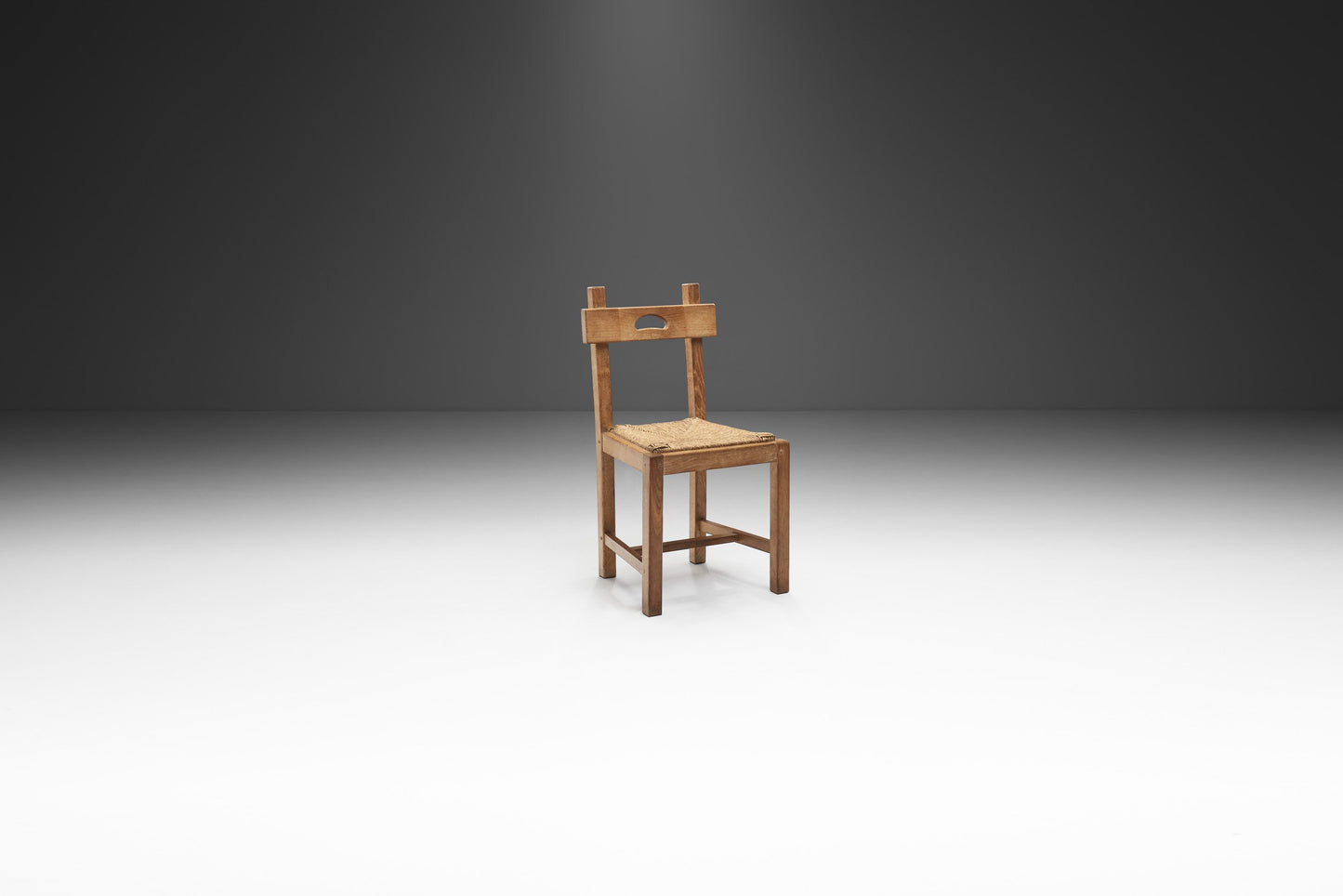 Rush and Wood Rustic Dining Chair Set, Europe ca 1950s