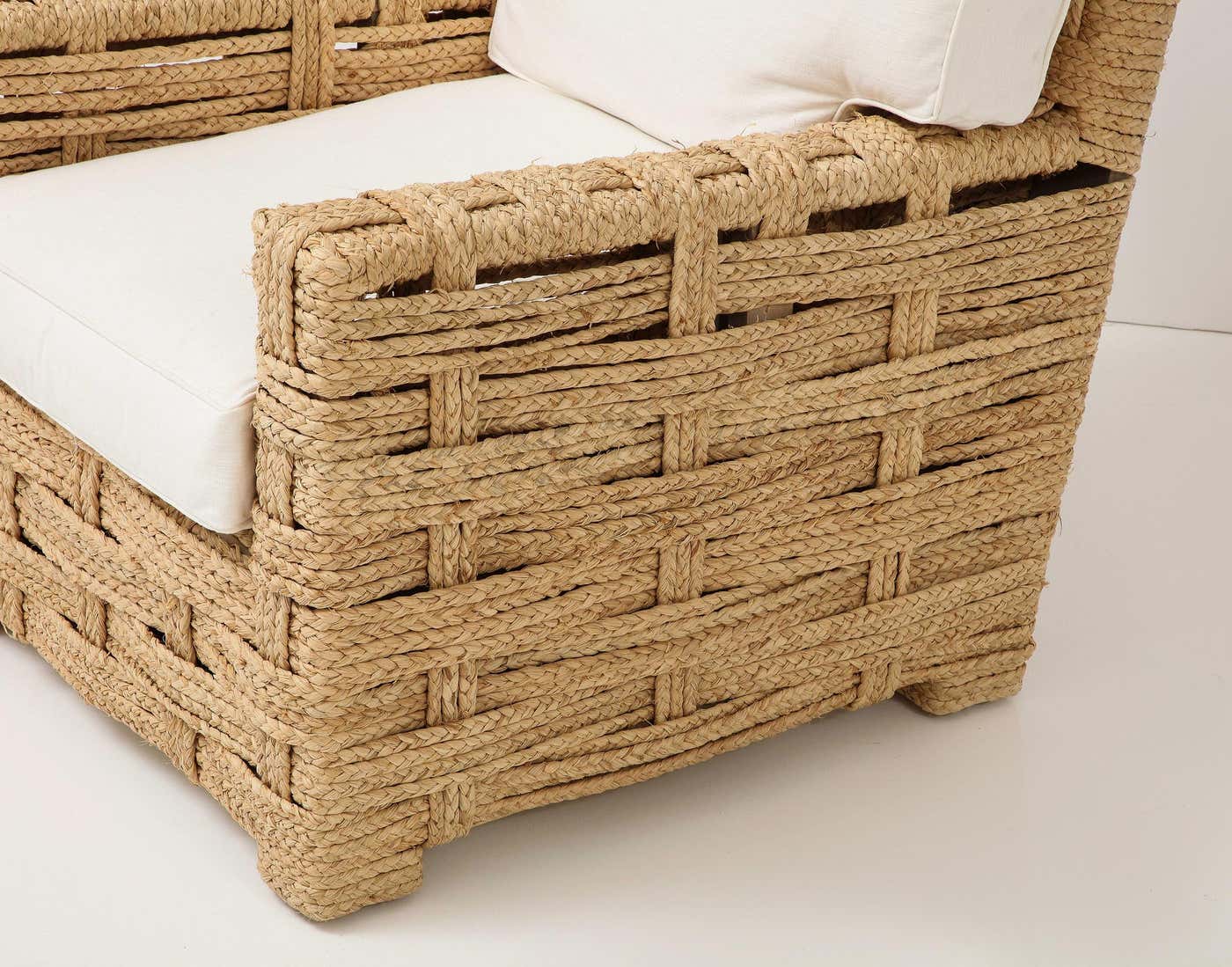 Rare Pare of Raffia Arm Chairs by Adrien Audoux and Frida Minet