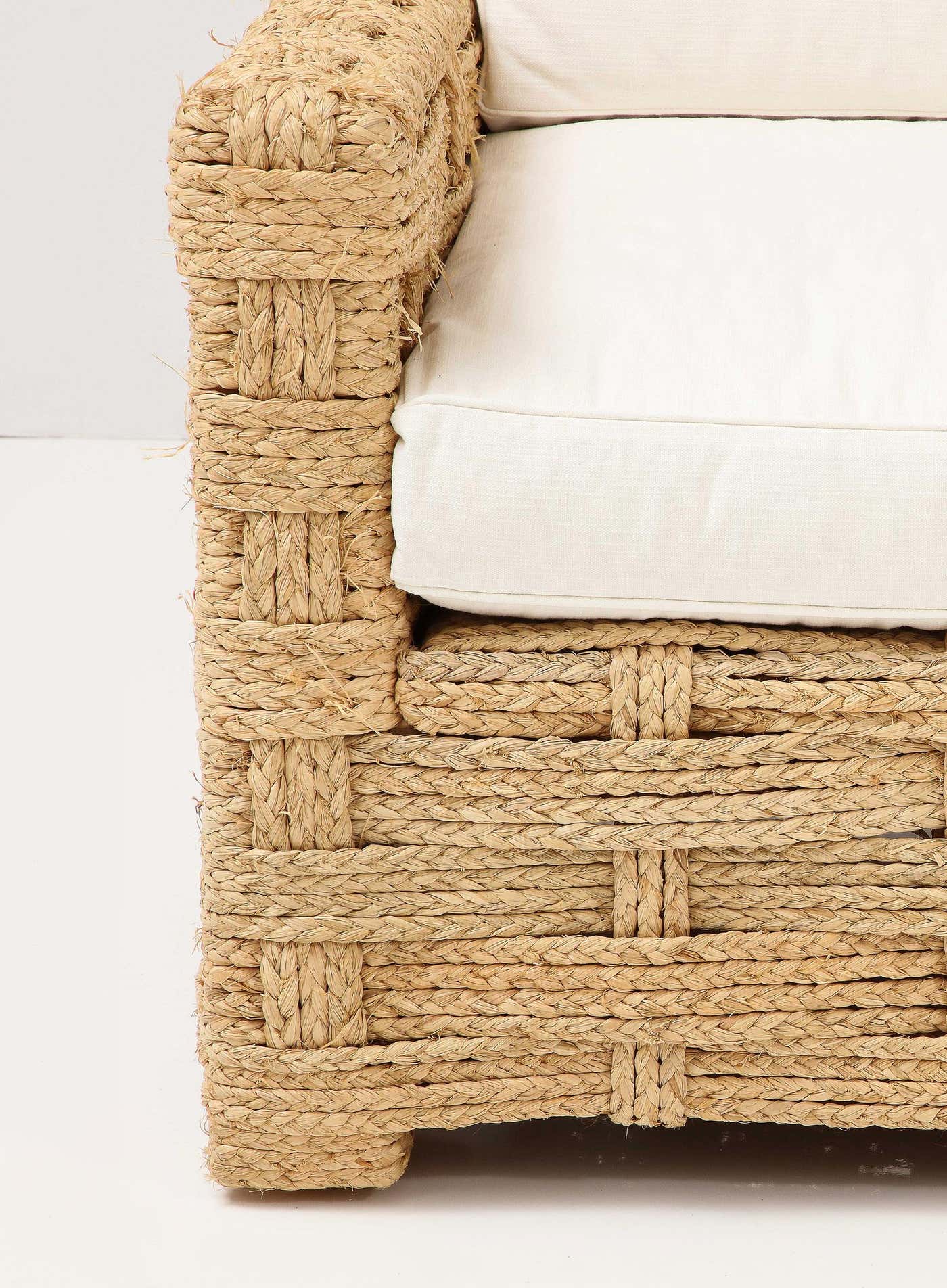 Rare Pare of Raffia Arm Chairs by Adrien Audoux and Frida Minet