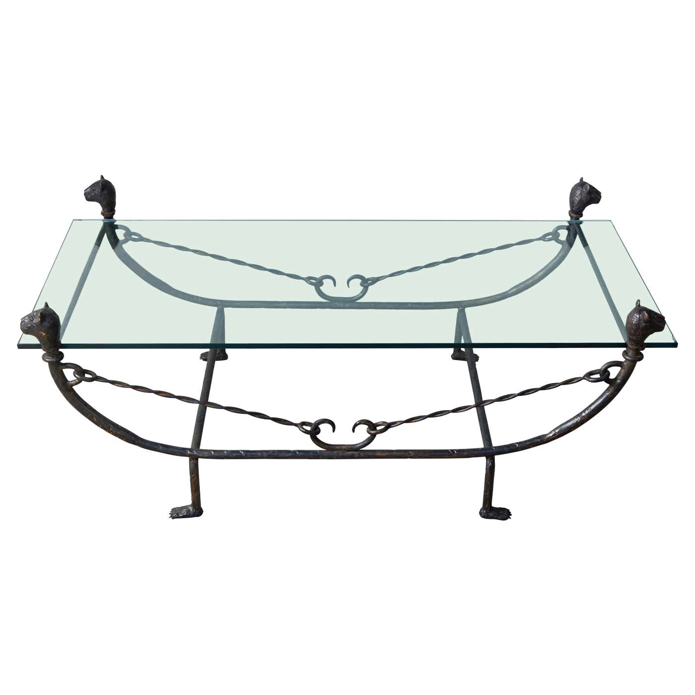 Bronze and Forged Iron Coffee Table in the Style of Diego Giacometti
