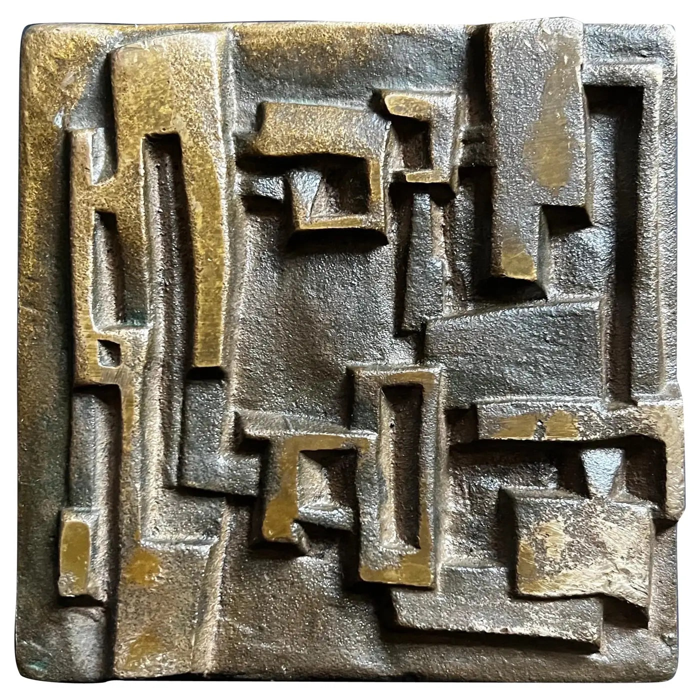 Bronze Push-Pull Handle with Abstract Modernist Design, 20th Century