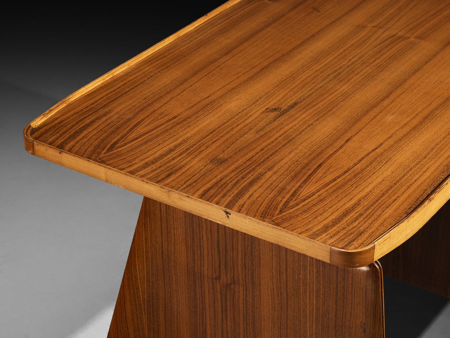 Mid-Century Italian Desk with Drawers and Brass Details