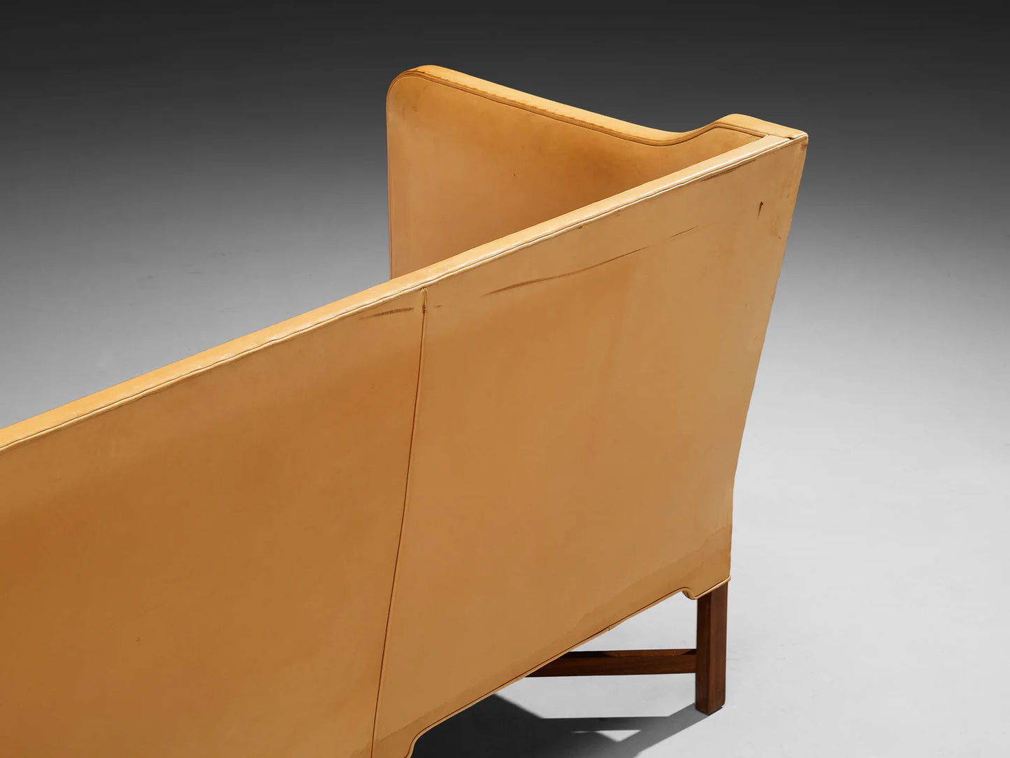 Kaare Klint for Rud Rasmussen Sofa in Camel Leather and Mahogany
