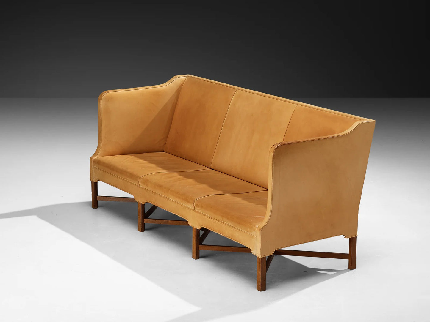 Kaare Klint for Rud Rasmussen Sofa in Camel Leather and Mahogany