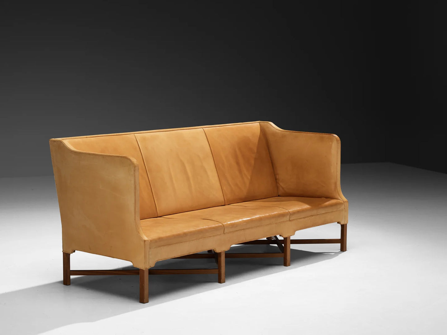Kaare Klint for Rud Rasmussen Sofa in Camel Leather and Mahogany