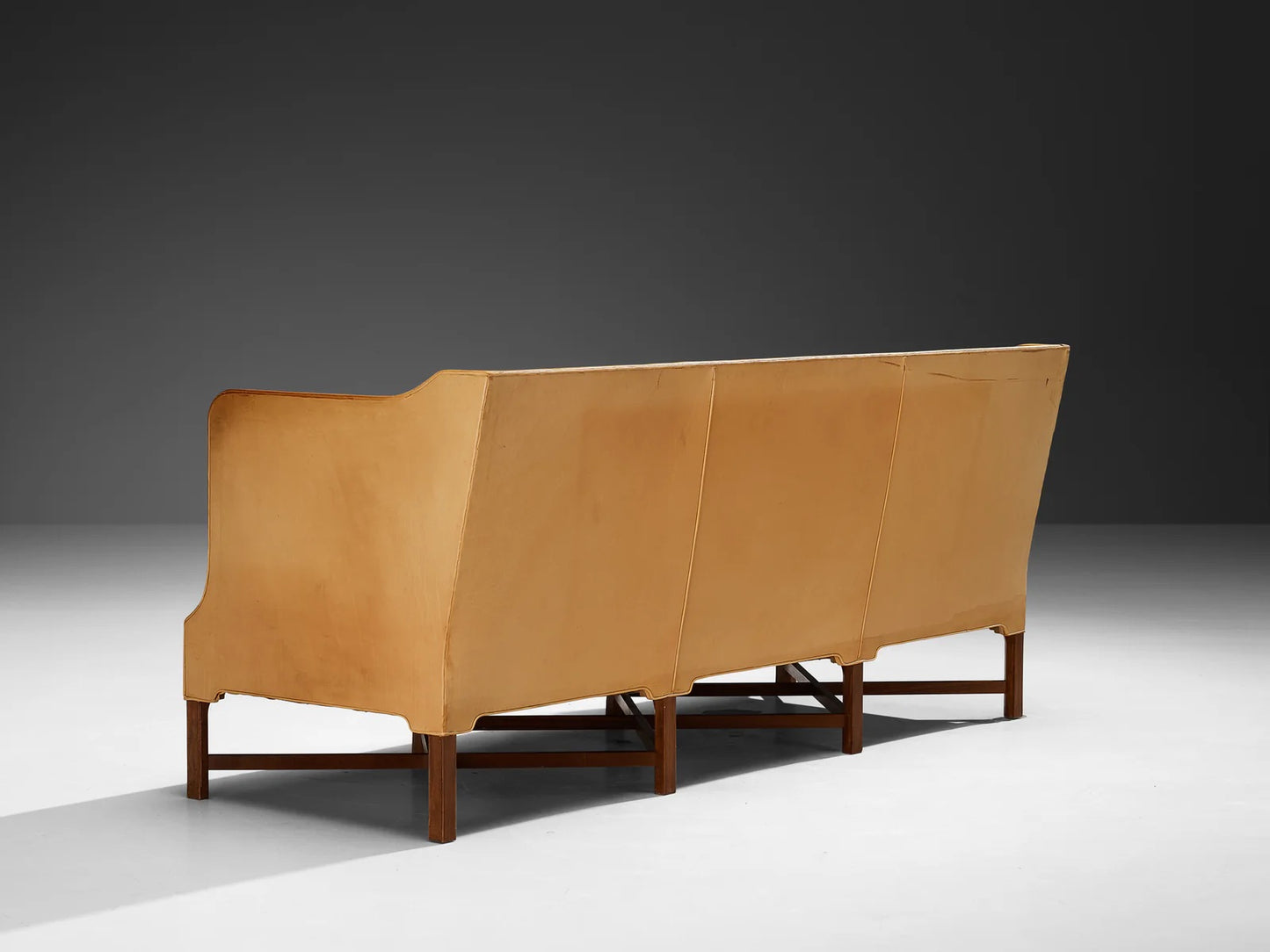Kaare Klint for Rud Rasmussen Sofa in Camel Leather and Mahogany
