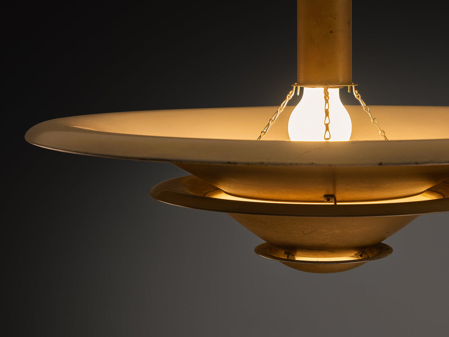 Rare 1930s Louis Poulsen Ceiling Light in Golden Painted Metal