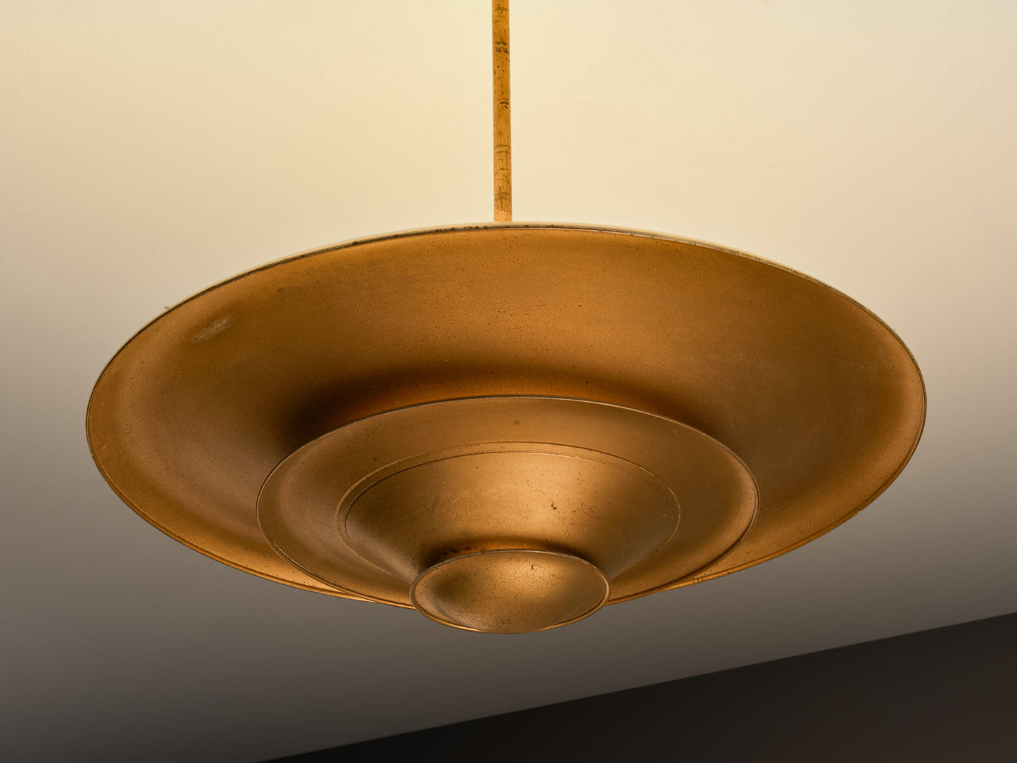 Rare 1930s Louis Poulsen Ceiling Light in Golden Painted Metal