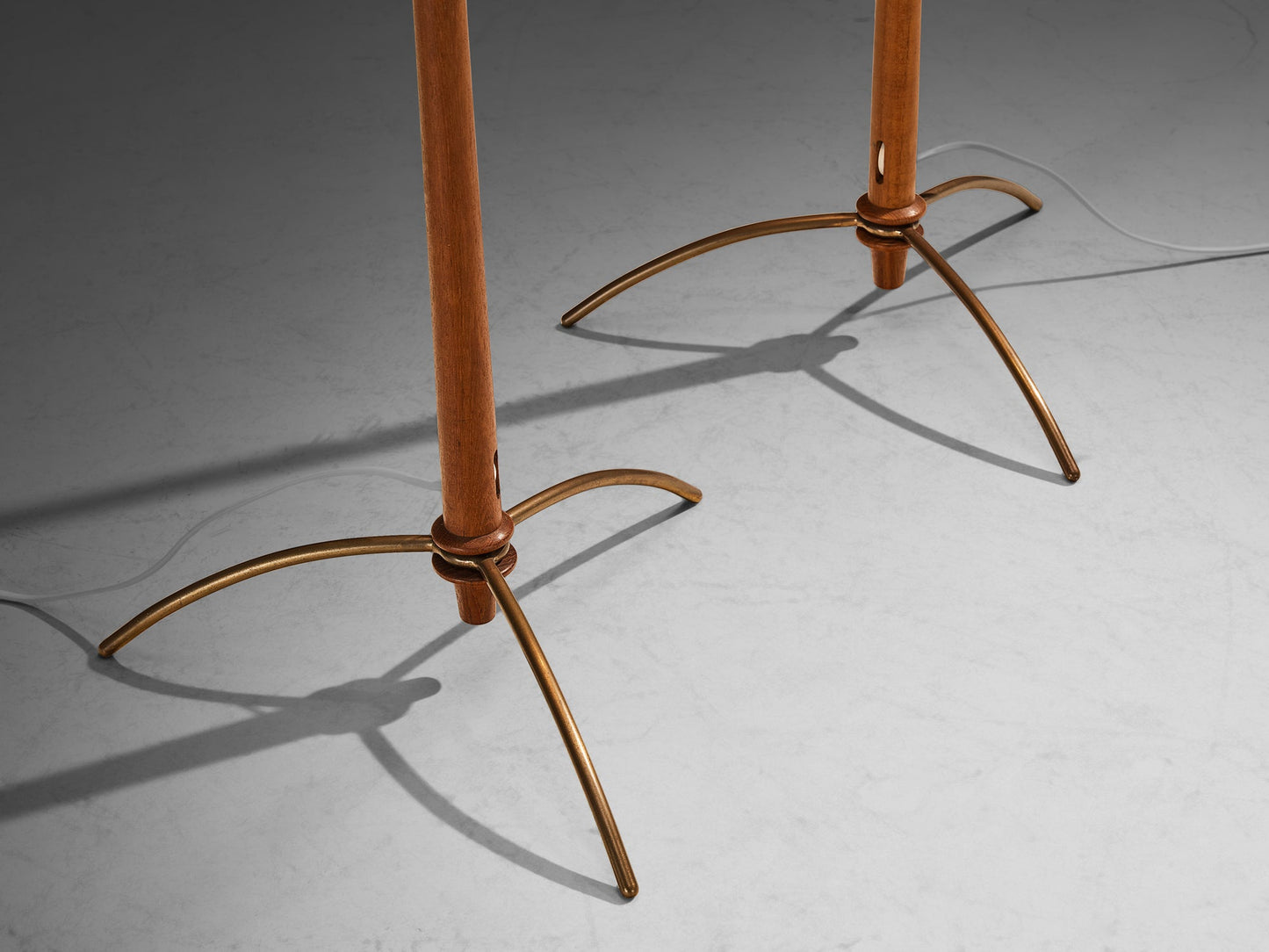 Hans-Agne Jakobsson Pair of 'G45' Floor Lamps in Teak and Cane