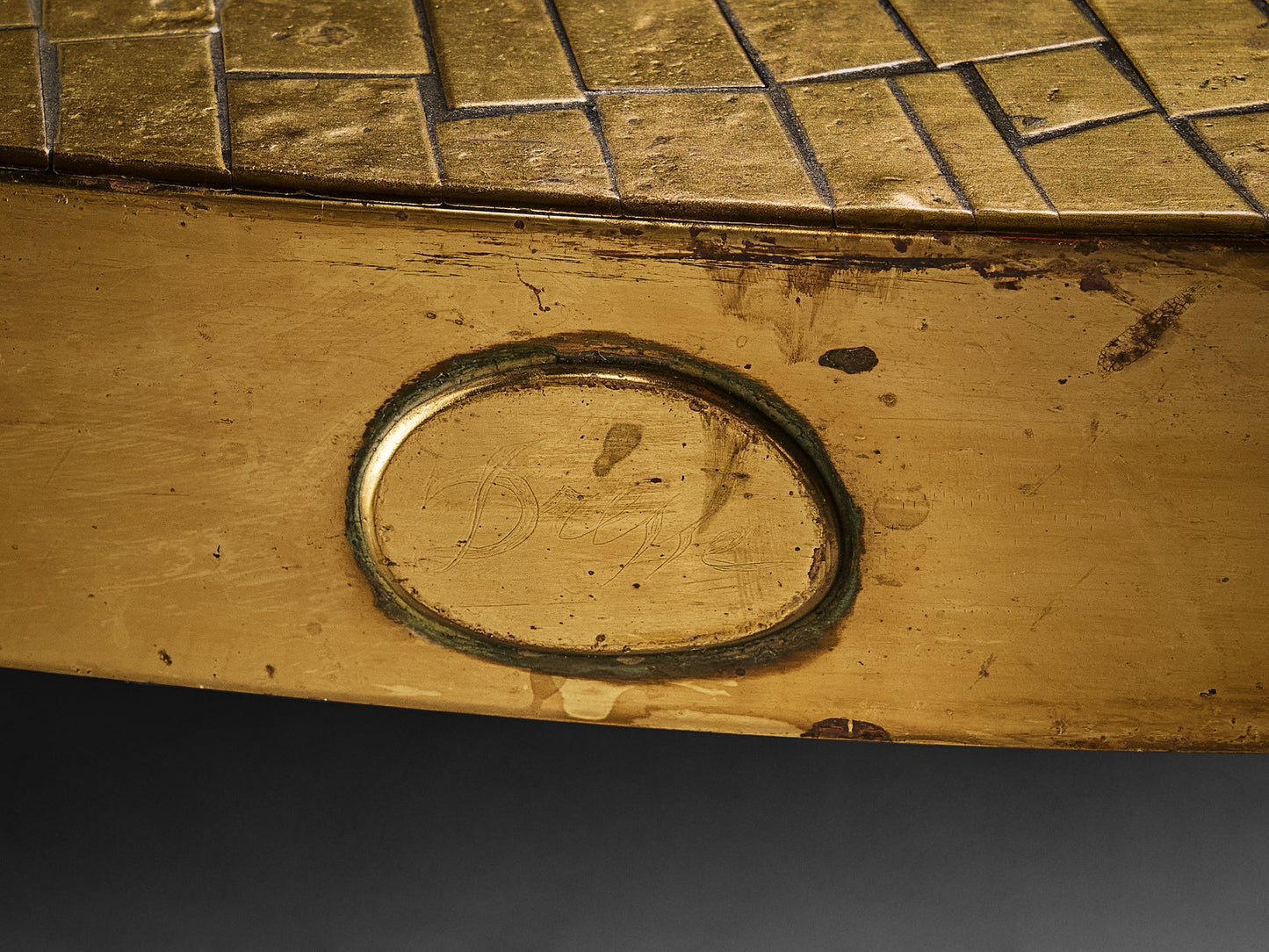 Jean Claude Dresse Mosaic Coffee Table in Brass