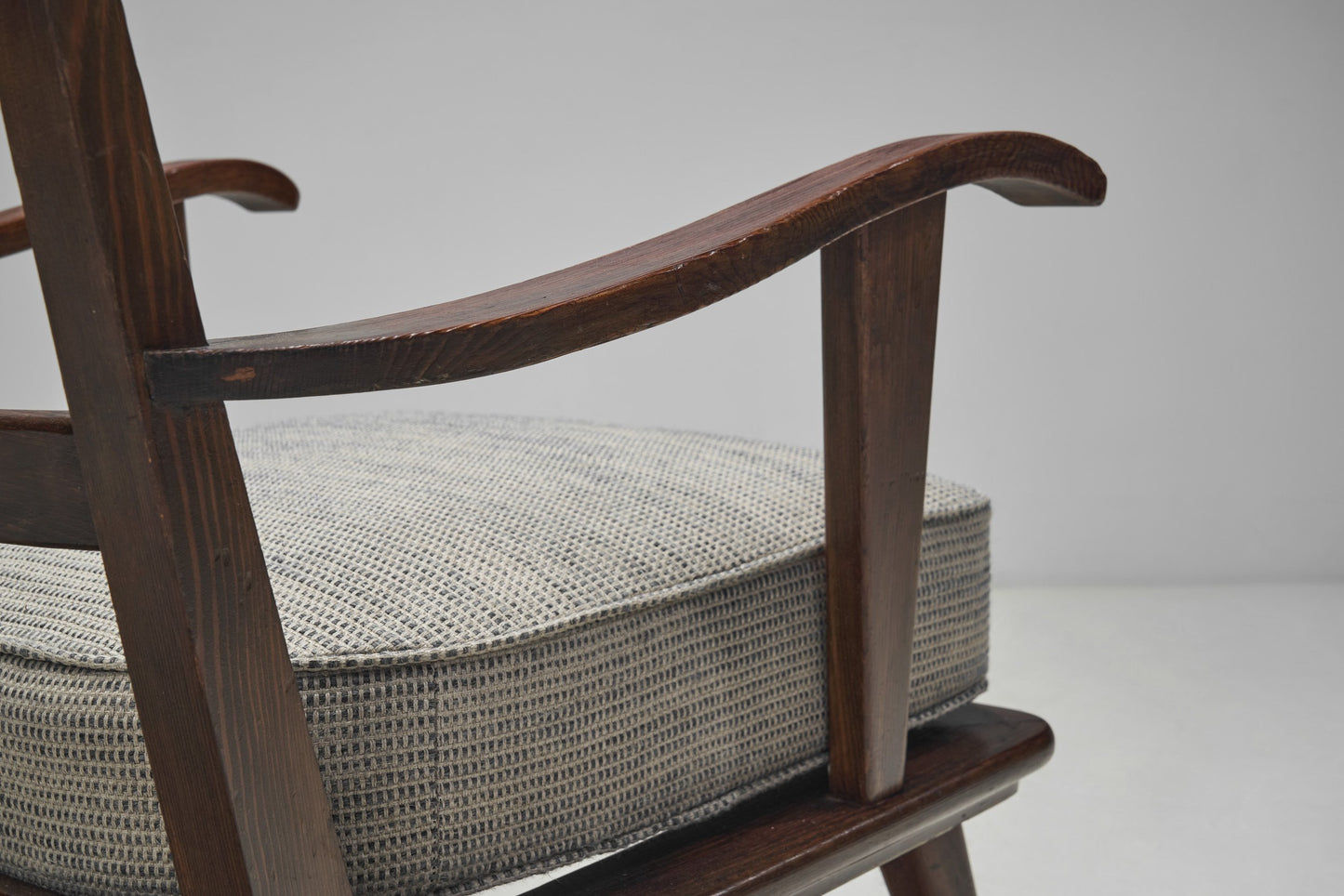Pair of Dark Stained Pine Armchairs, Europe First half of the 20th century