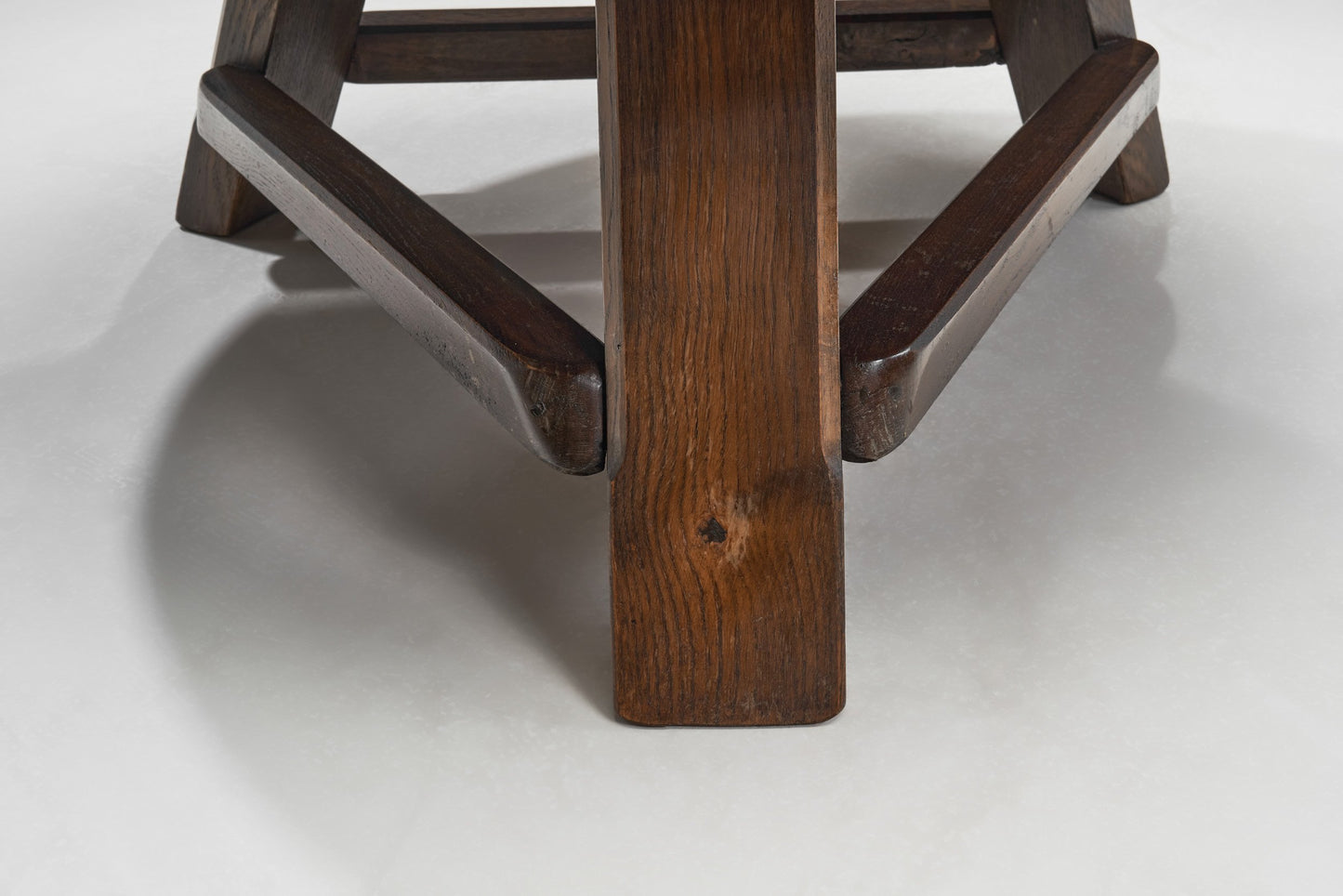 Brutalist Solid Oak Coffee Table, Europe ca 1960s