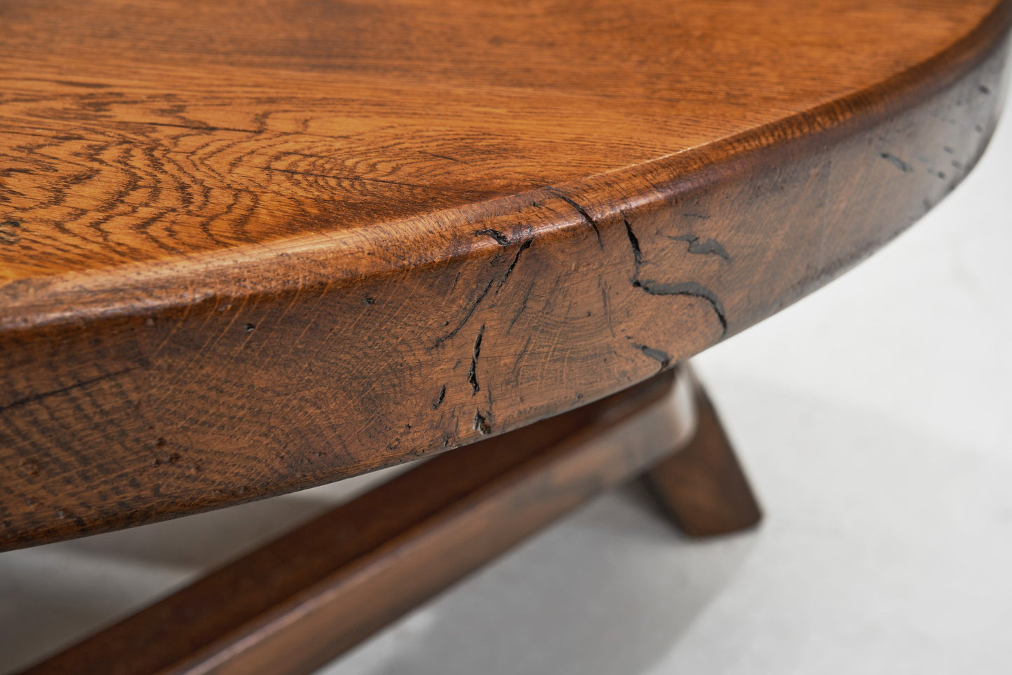 Brutalist Solid Oak Coffee Table, Europe ca 1960s