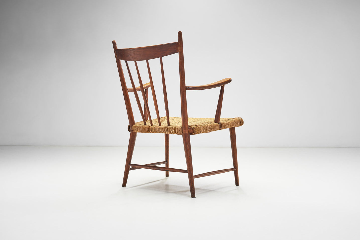 Teak Slatback Chairs with Woven Danish Cord Seats, Denmark ca 1960s
