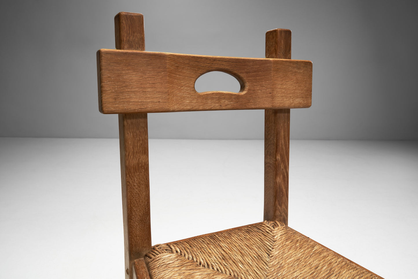 Rush and Wood Rustic Dining Chair Set, Europe ca 1950s