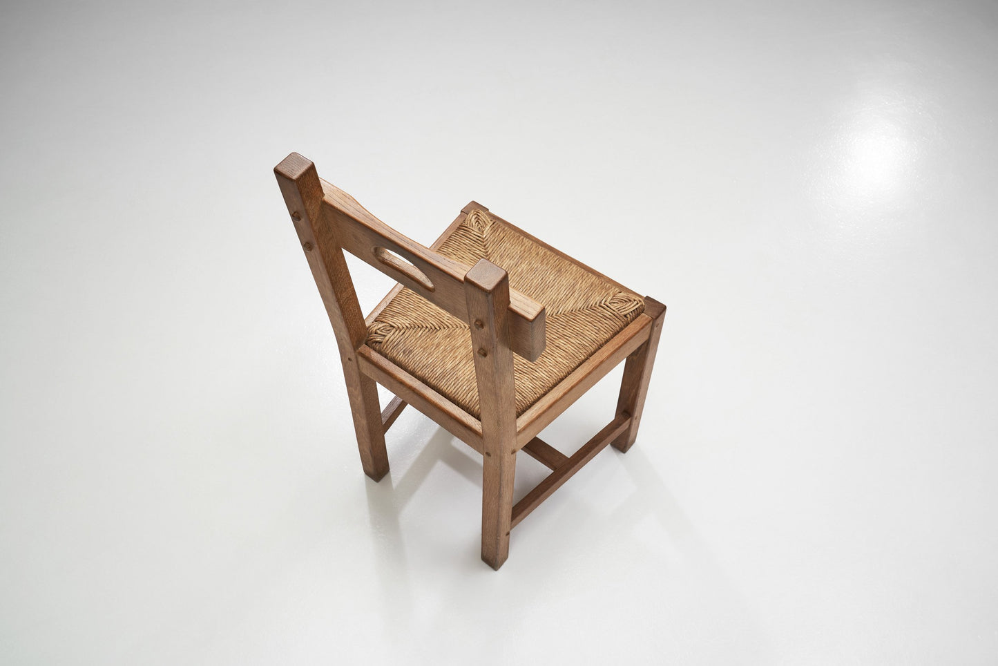 Rush and Wood Rustic Dining Chair Set, Europe ca 1950s
