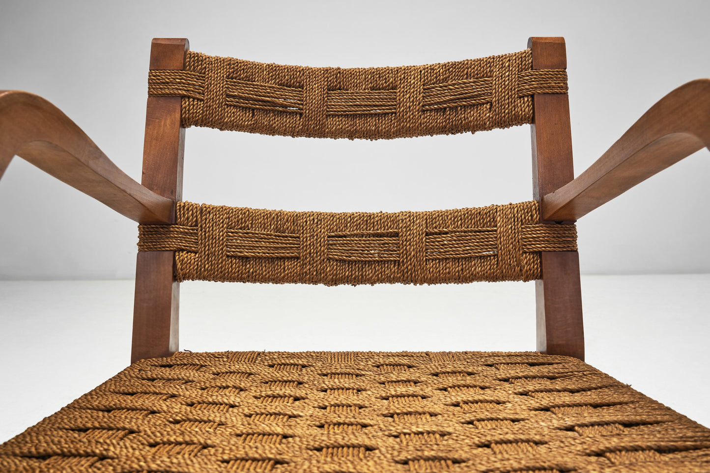A Pair of Wood and Rattan Armchairs, Italy Mid-20th Century