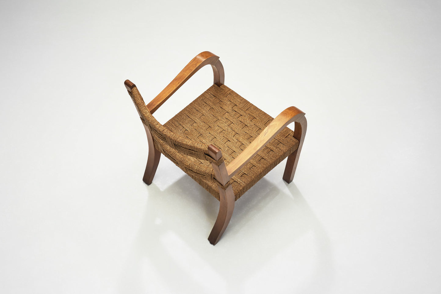 A Pair of Wood and Rattan Armchairs, Italy Mid-20th Century