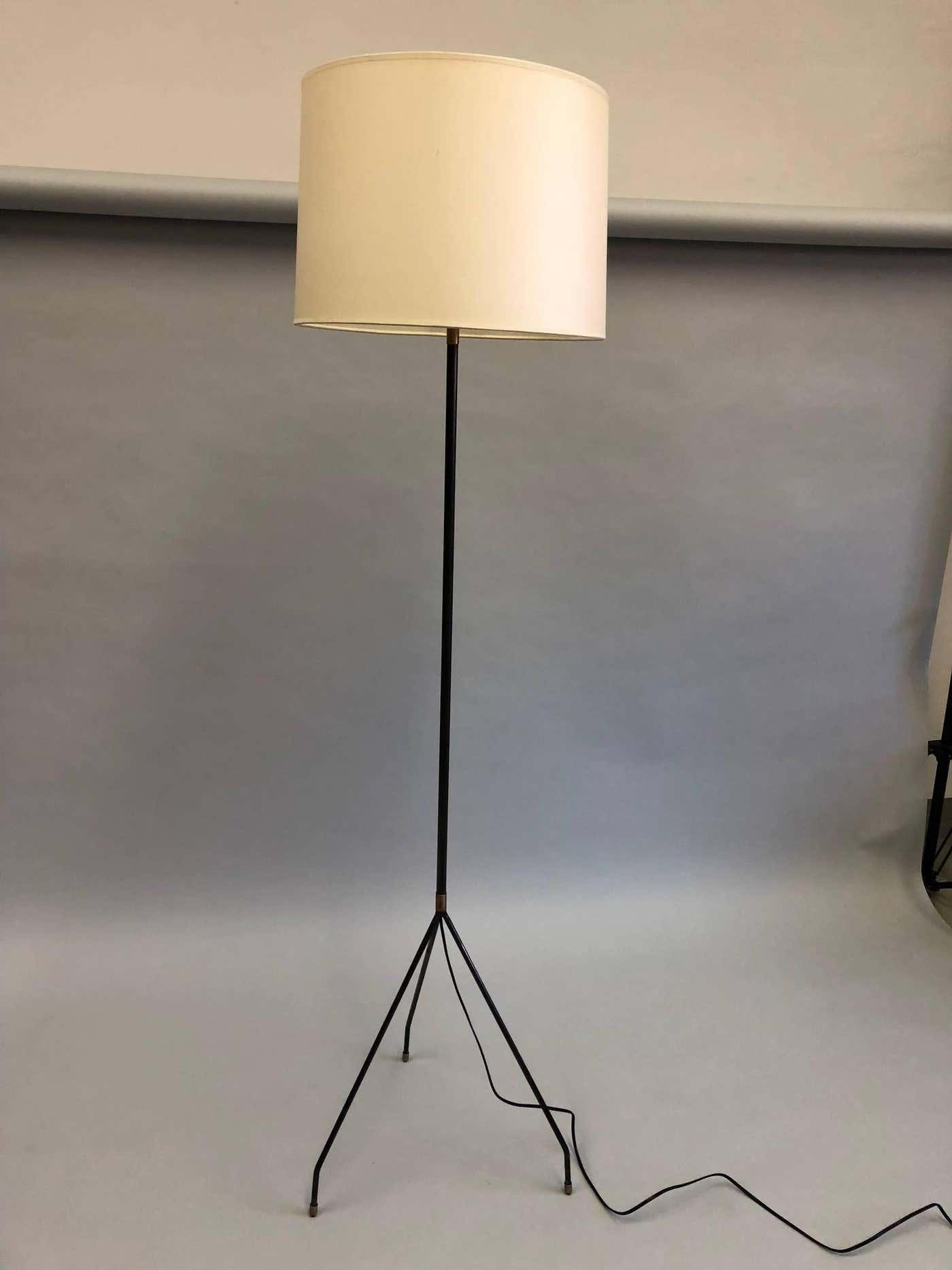 Pair of French Mid-Century Modern / Minimalist Iron Floor Lamps, Pierre Guariche