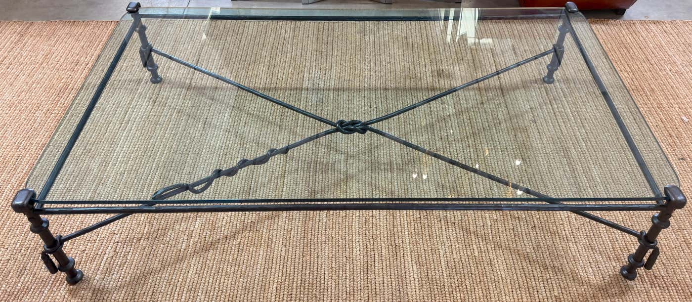 Monumental Forged Iron & Glass Serpent Coffee Table Manner of Diego Giacometti