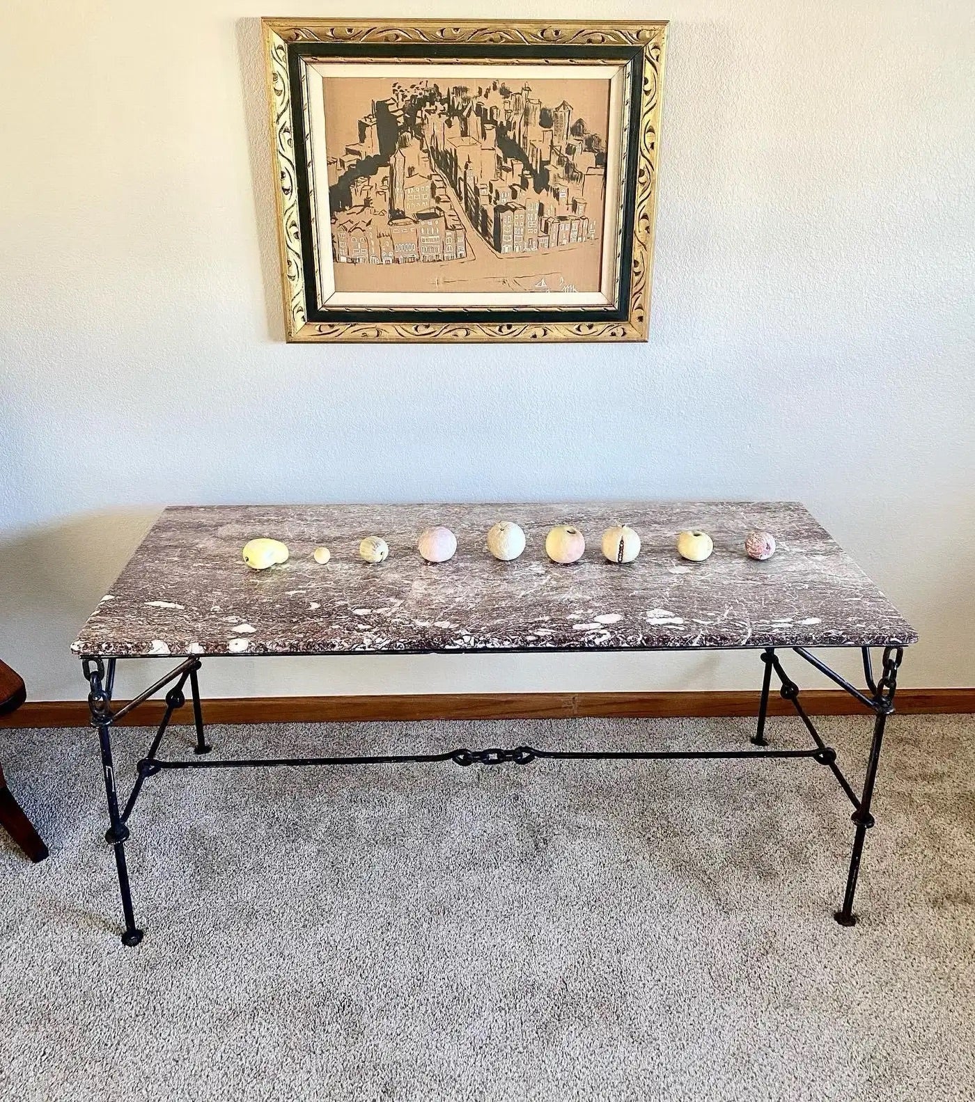 Iron Chain Marble Desk / Console Table Franz West Style