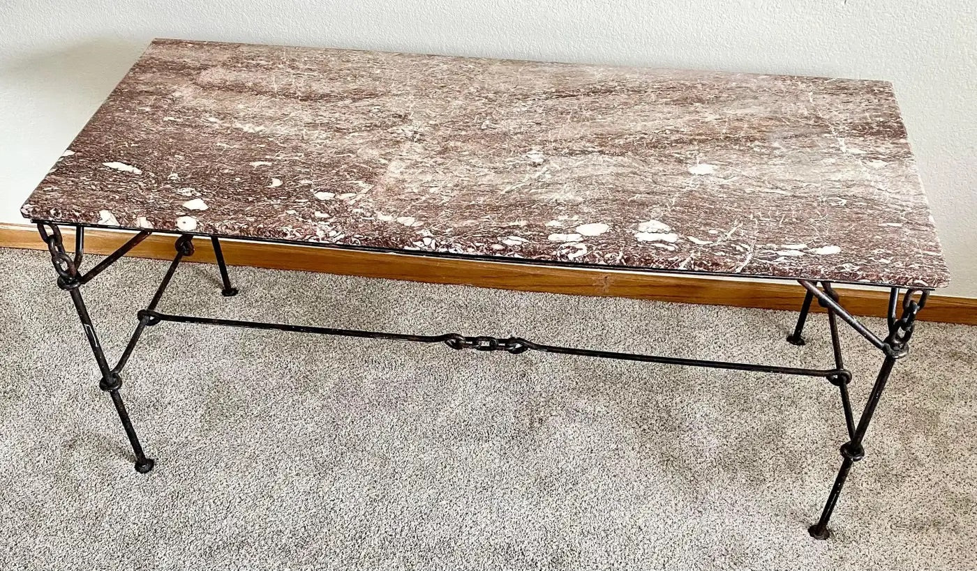 Iron Chain Marble Desk / Console Table Franz West Style