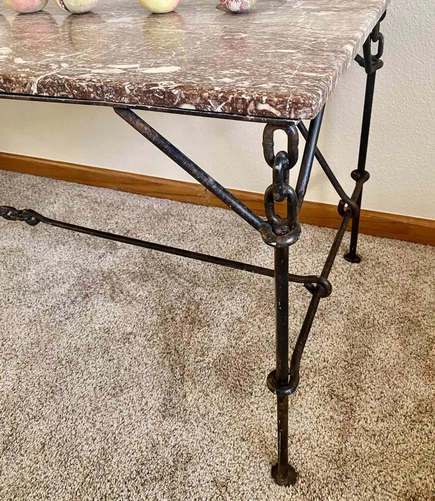 Iron Chain Marble Desk / Console Table Franz West Style