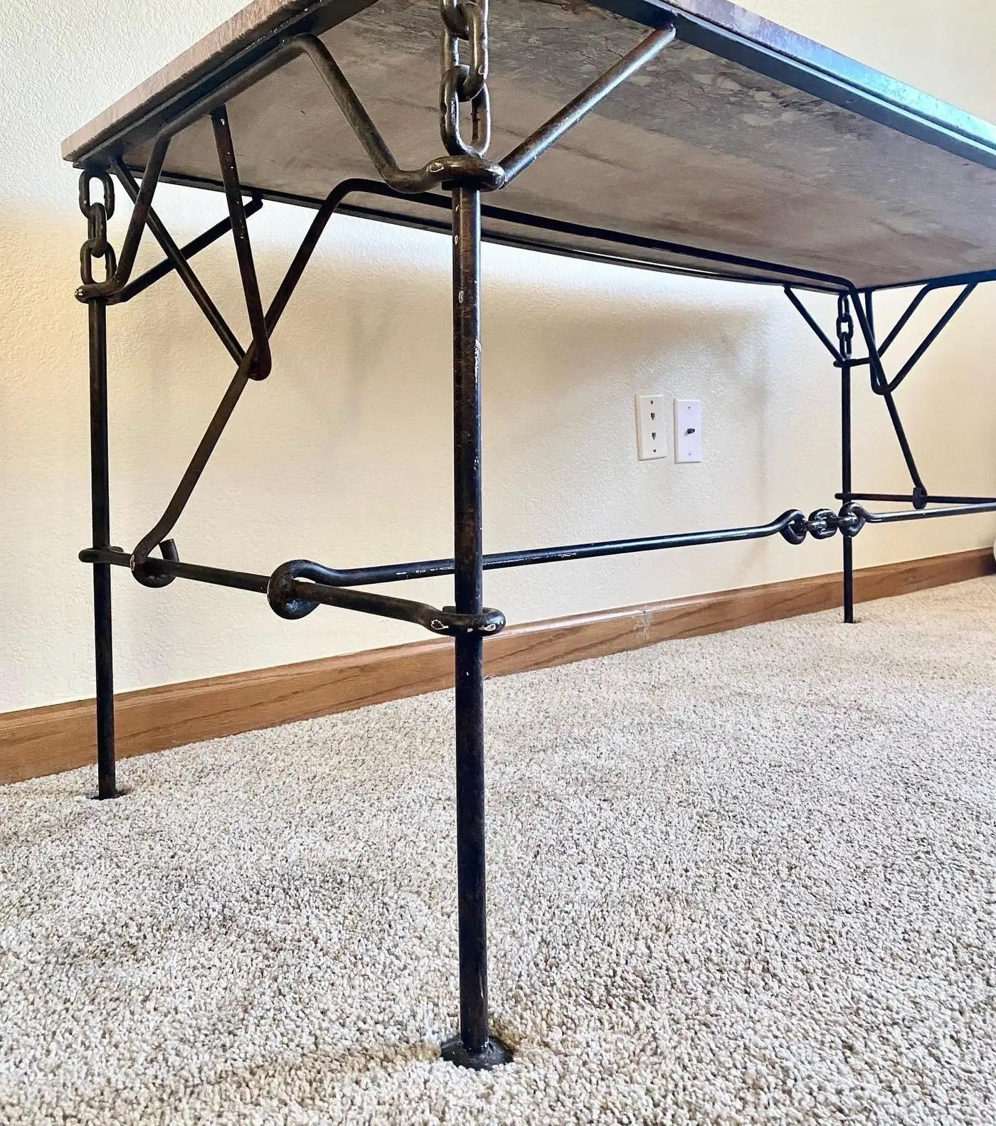 Iron Chain Marble Desk / Console Table Franz West Style