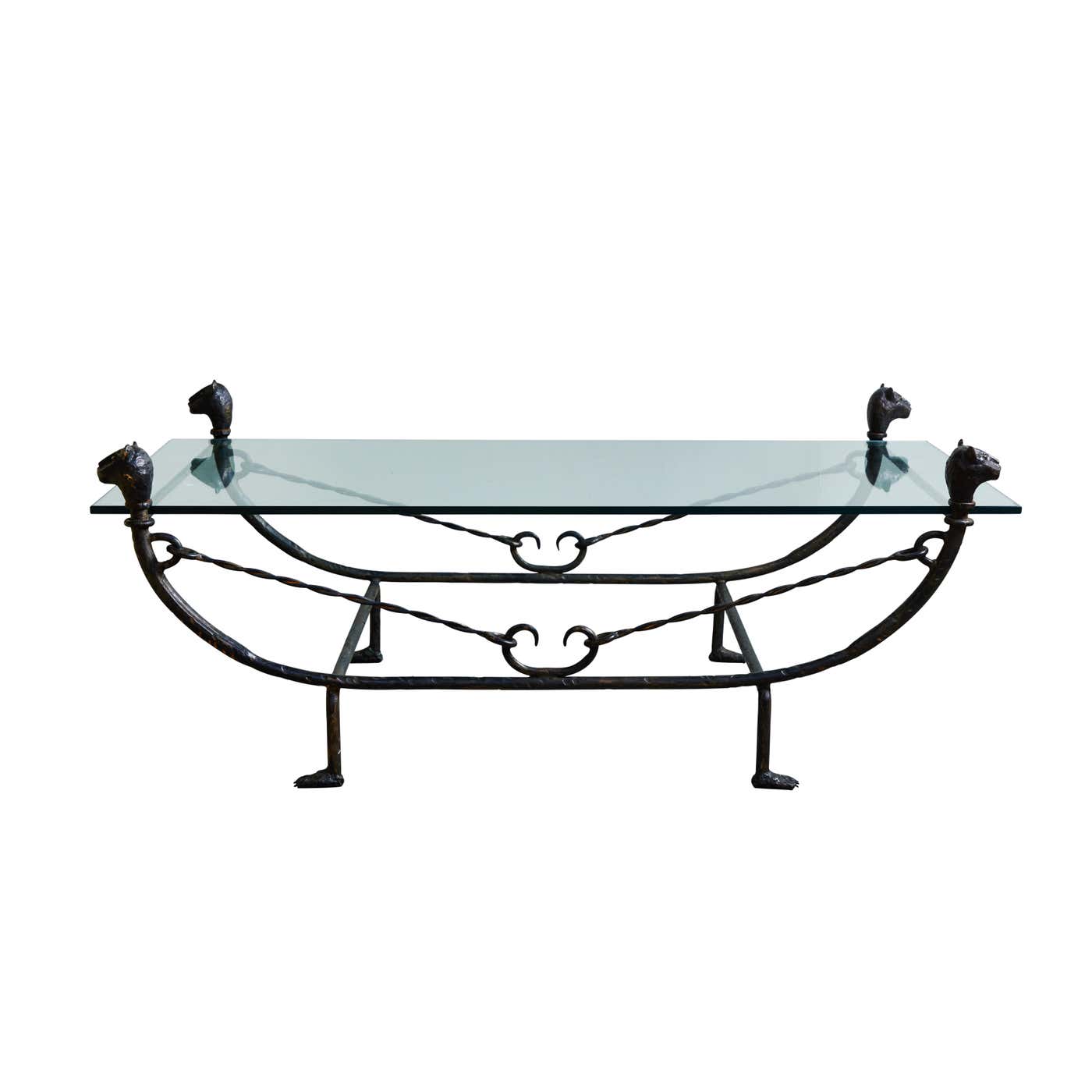 Bronze and Forged Iron Coffee Table in the Style of Diego Giacometti
