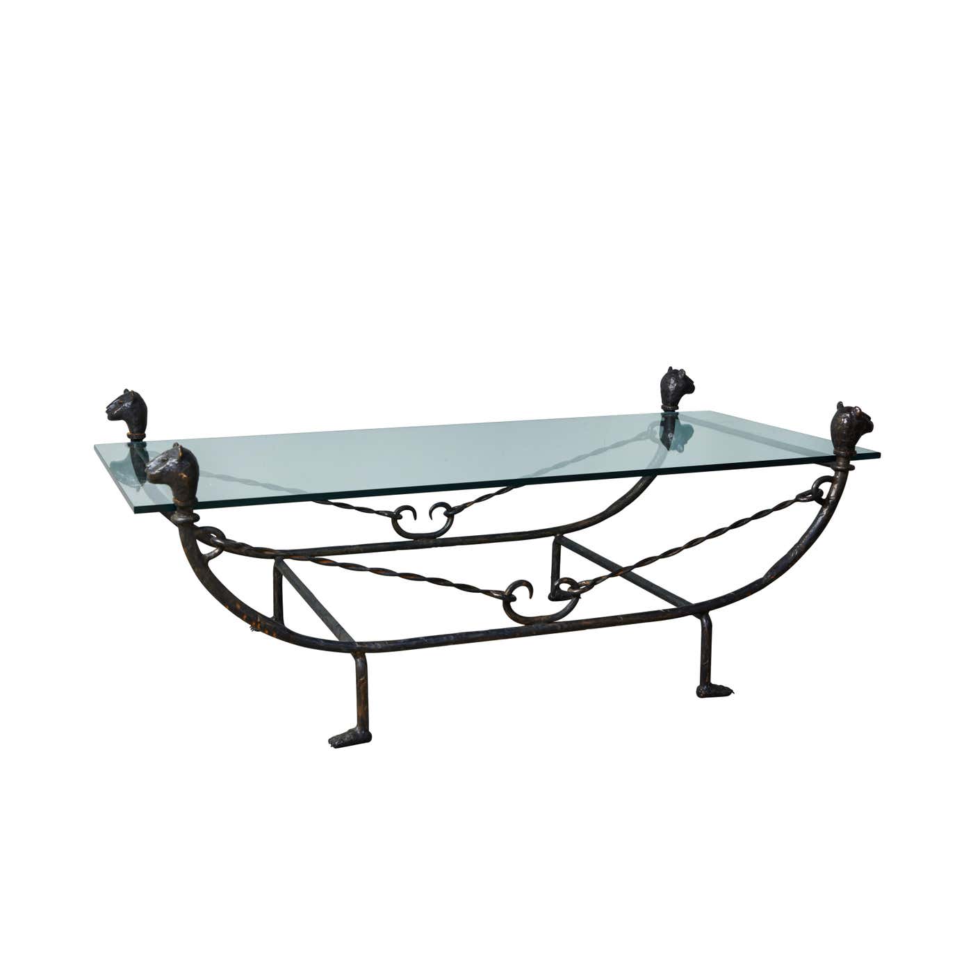 Bronze and Forged Iron Coffee Table in the Style of Diego Giacometti