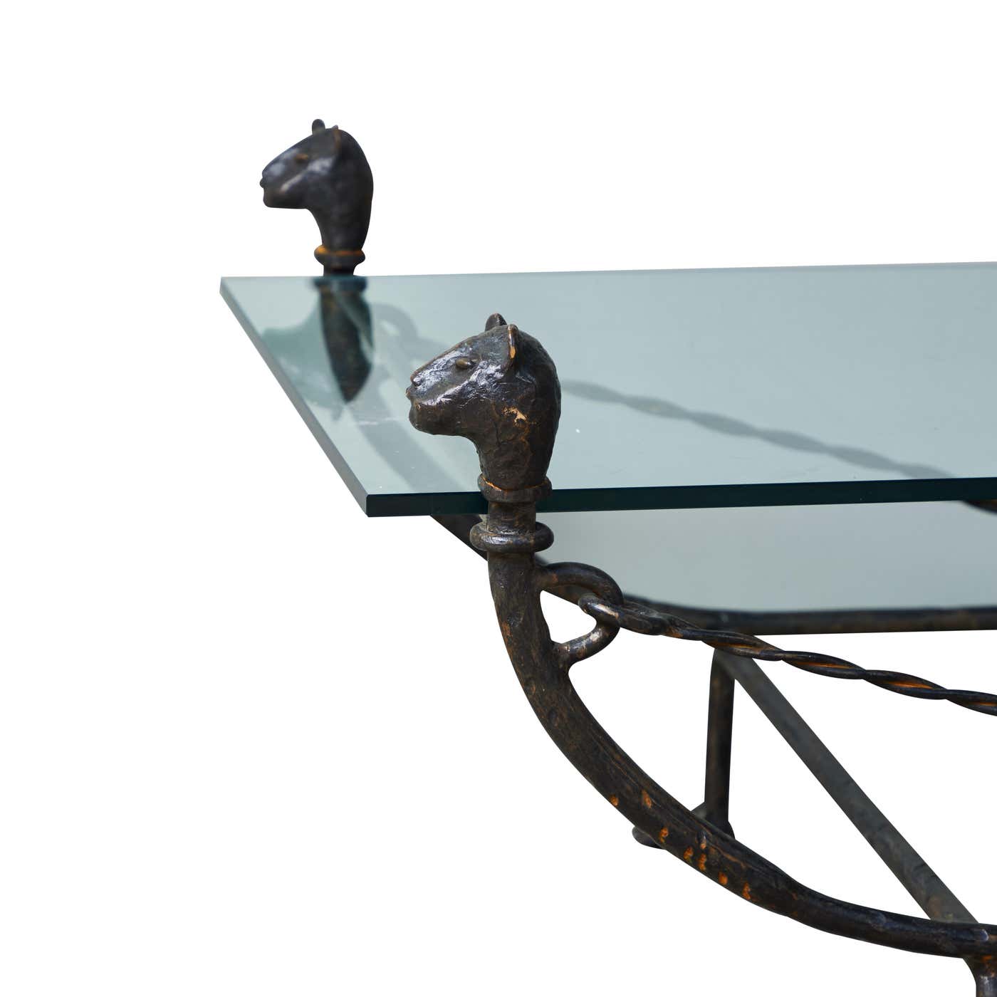 Bronze and Forged Iron Coffee Table in the Style of Diego Giacometti