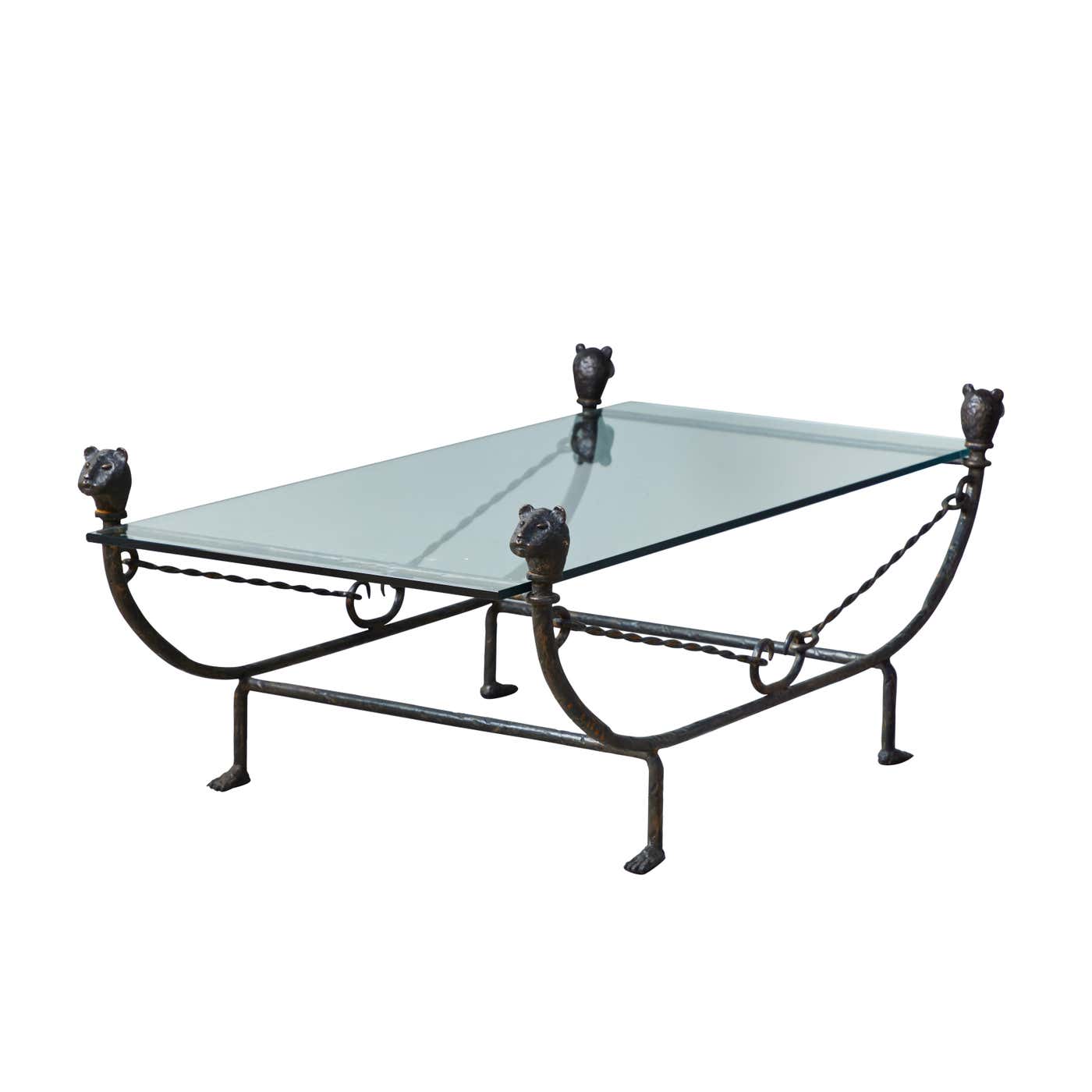 Bronze and Forged Iron Coffee Table in the Style of Diego Giacometti