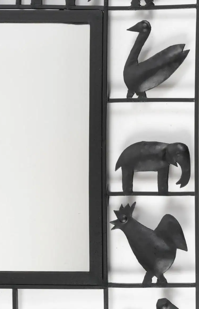 Pair of wrought iron mirrors, Atelier Marolles & Jean Touret