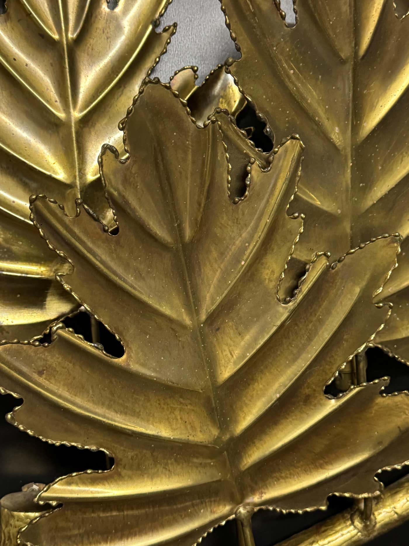 Large "Maple Branch" Bronze Wall Sconce, Italy, ca.1960s