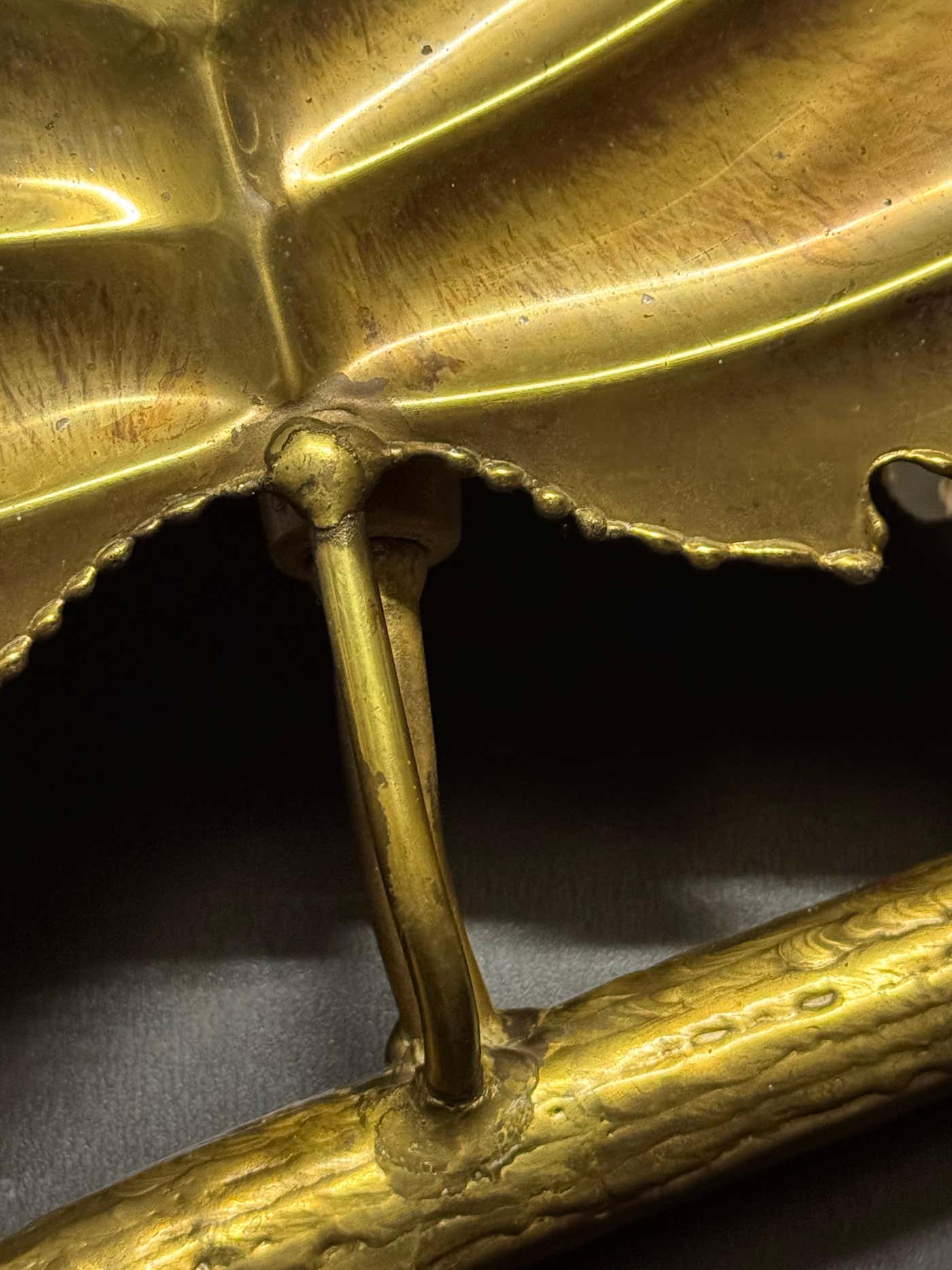 Large "Maple Branch" Bronze Wall Sconce, Italy, ca.1960s