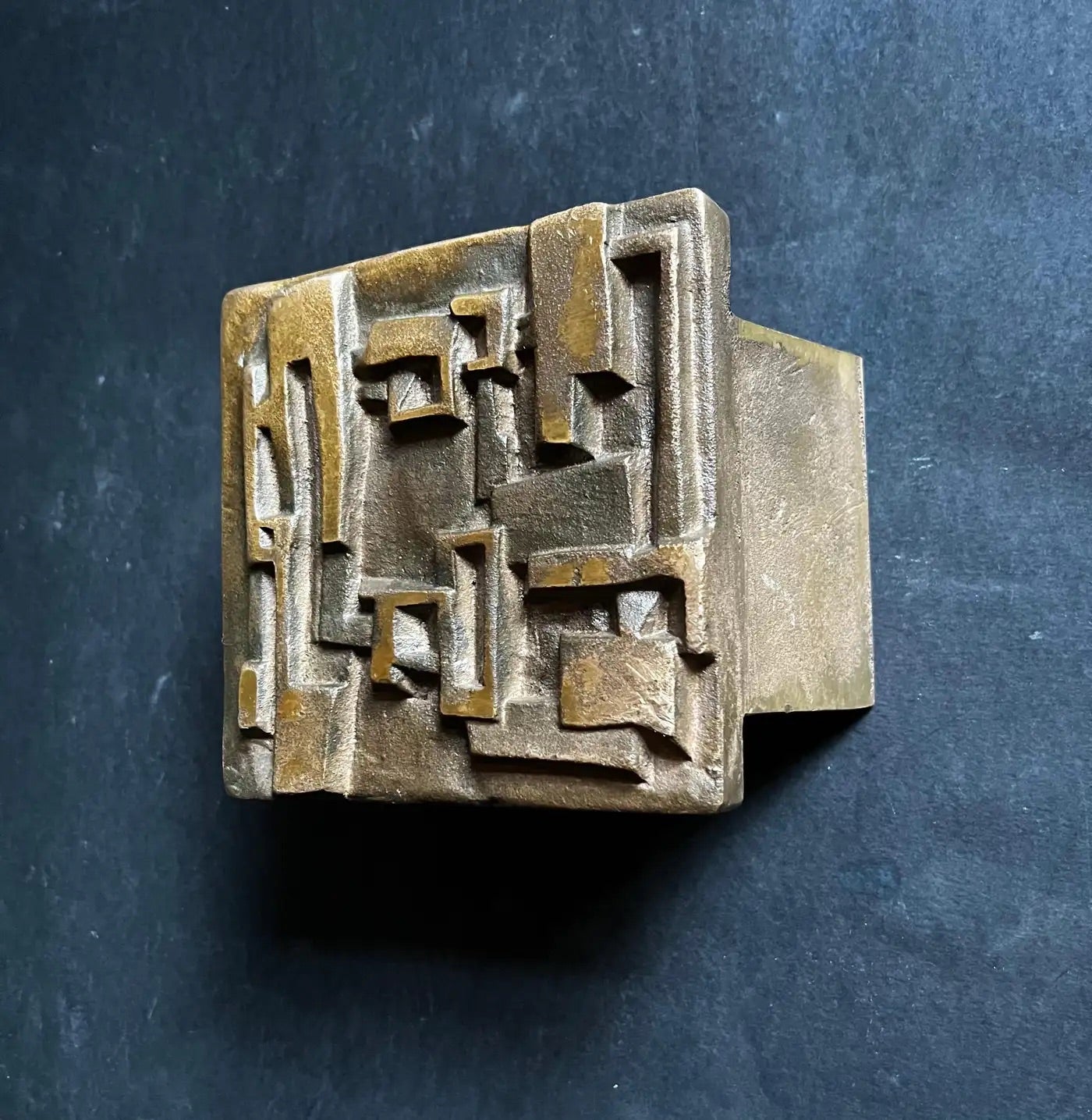 Bronze Push-Pull Handle with Abstract Modernist Design, 20th Century