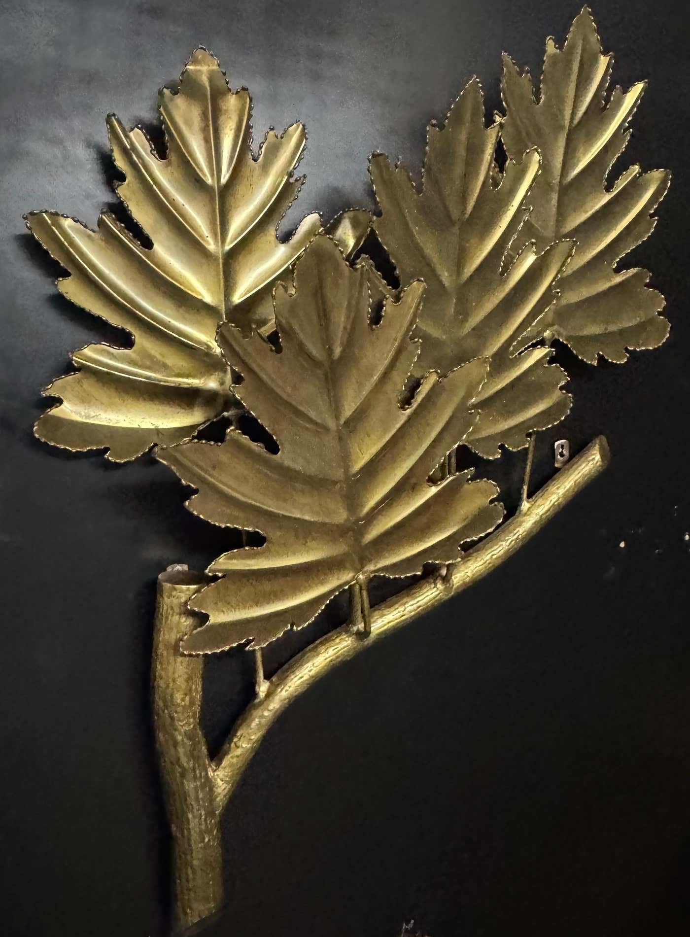 Large "Maple Branch" Bronze Wall Sconce, Italy, ca.1960s