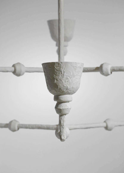Large Modern French Plaster Chandelier in the Giacometti Style, G337