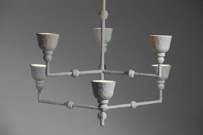 Large Modern French Plaster Chandelier in the Giacometti Style, G337