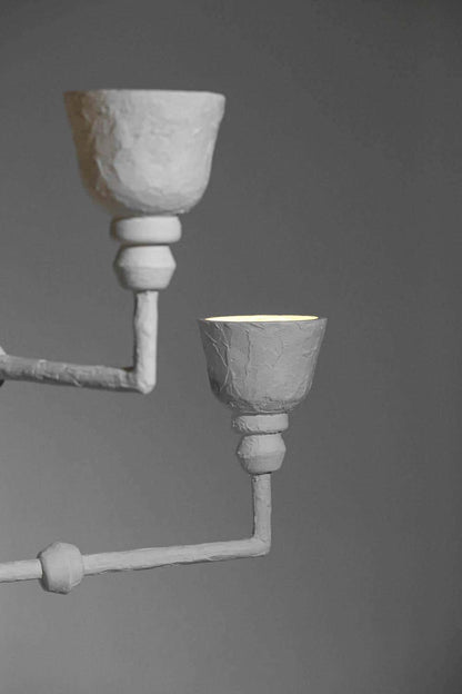 Large Modern French Plaster Chandelier in the Giacometti Style, G337