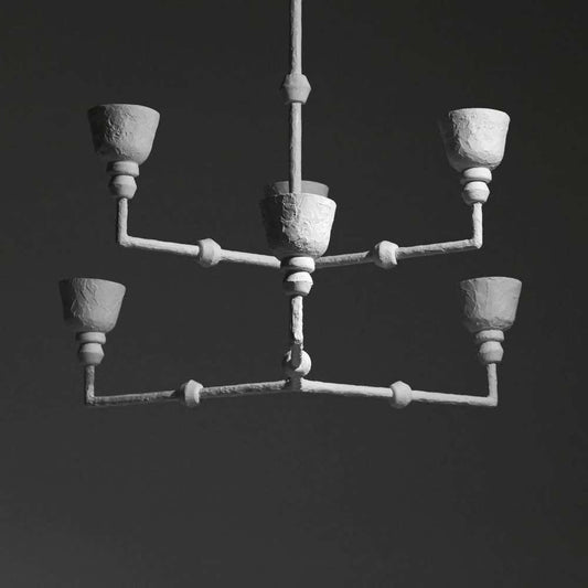 Large Modern French Plaster Chandelier in the Giacometti Style, G337