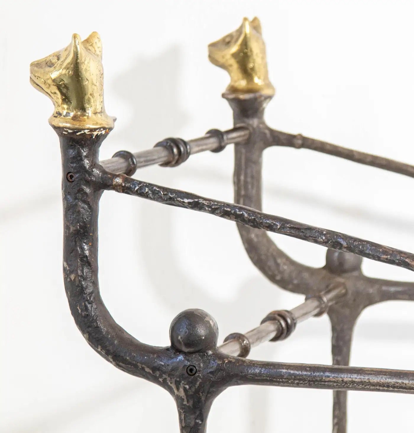 Sculptural Brutalist Iron and Glass Console Table With Cat Head
