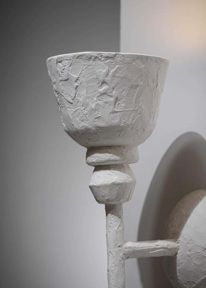 Pair of Big Sconces in Modern Plaster in the Style of Giacometti G170
