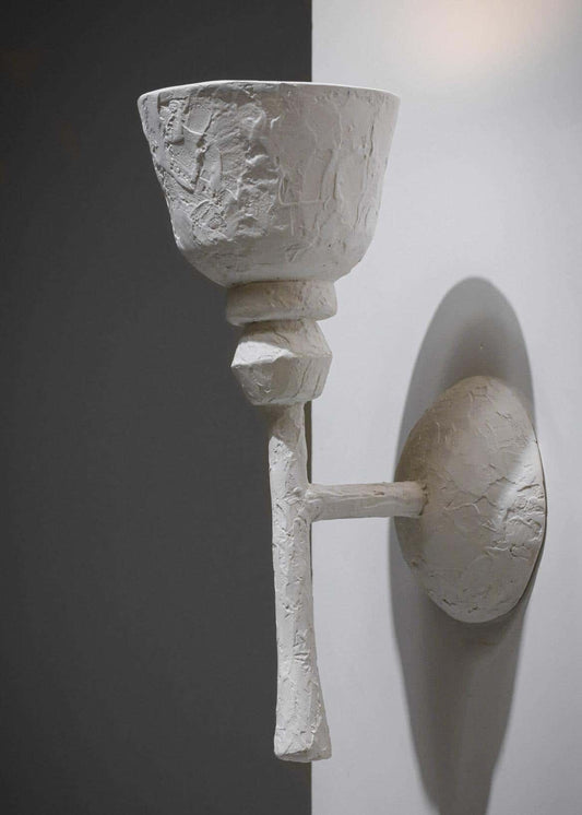 Pair of Big Sconces in Modern Plaster in the Style of Giacometti G170