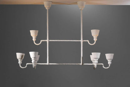 Large modern plaster chandelier inspired by Diego Giacometti 8 lamps