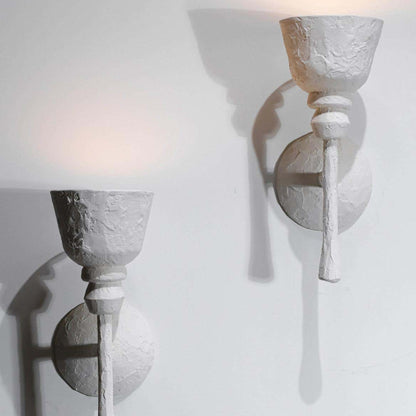 Pair of Big Sconces in Modern Plaster in the Style of Giacometti G170