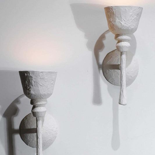 Pair of Big Sconces in Modern Plaster in the Style of Giacometti G170